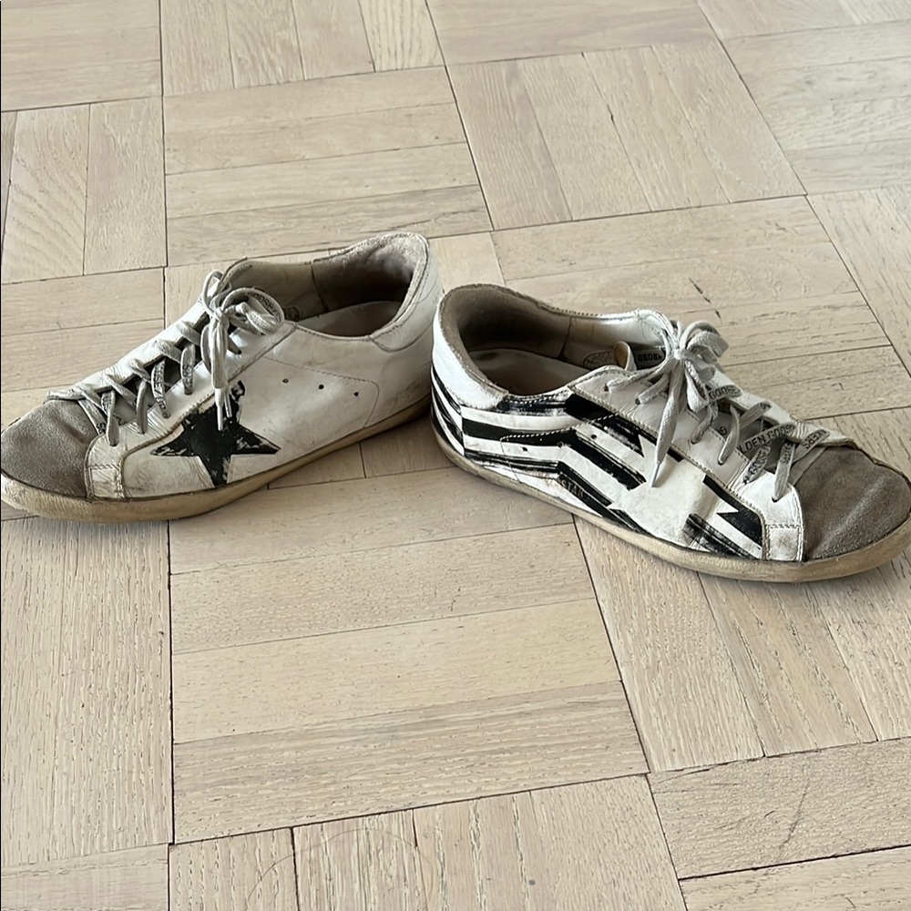 Golden Goose White and Black Sneakers